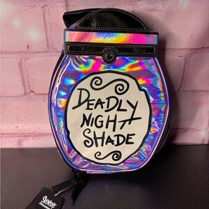 Spencer's Holographic "Deadly Night Shade" Lunch Tote- Iridescent Purple/Blue